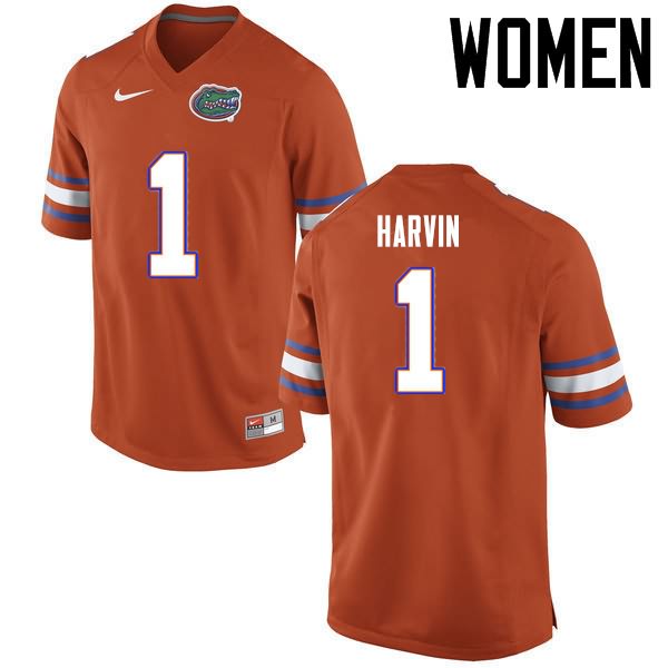 NCAA Florida Gators Percy Harvin Women's #1 Nike Orange Stitched Authentic College Football Jersey JMK8664II